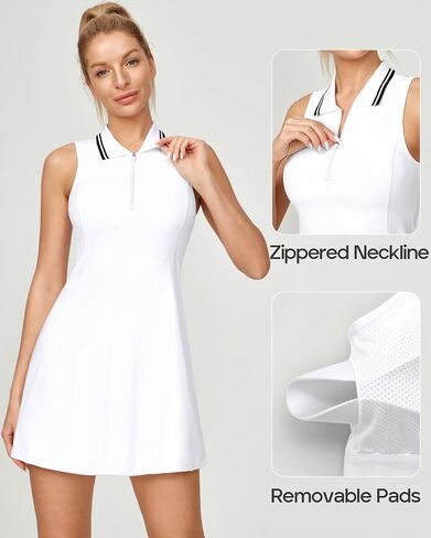 Golf Dress Tennis Dress with Built in Shorts and Bra Athletic Dress for Women Workout Dress with Pockets for Exercise in Kuwait