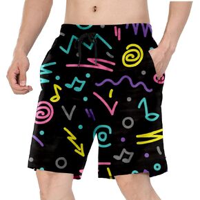 BDUN 80s Clothes for Men Swim Trunks 90s Bathing Suit and Pants for Party