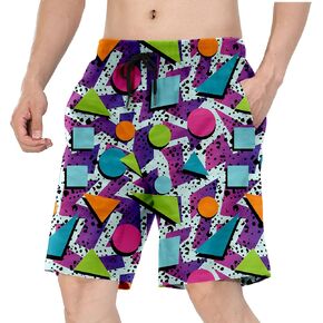 BDUN 80s Clothes for Men Swim Trunks 90s Bathing Suit and Pants for Party