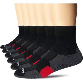AKOENY Men's Athletic Ankle Cushioned Quarter Socks (6 Pairs)