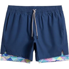maamgic Mens Workout Shorts 2 in 1 Stretch 5 inch Inseam Gym Shorts Running Shorts with Compression Liner Zip Pocket