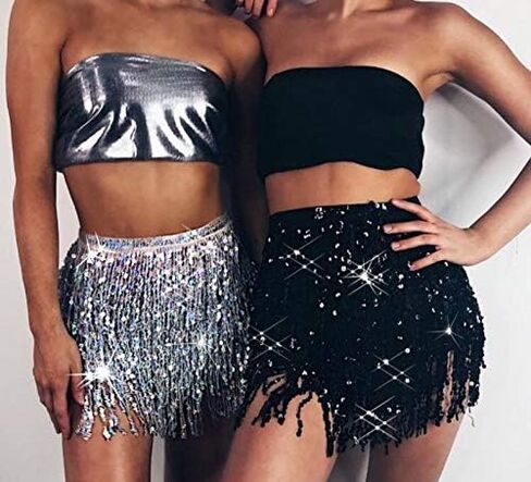 GRAEEN Hip Skirts Rave Fringe Skirt Belly Dance Hip Scarf Sequin Tassel Skirt for Women and Girls in Saudi Arabia