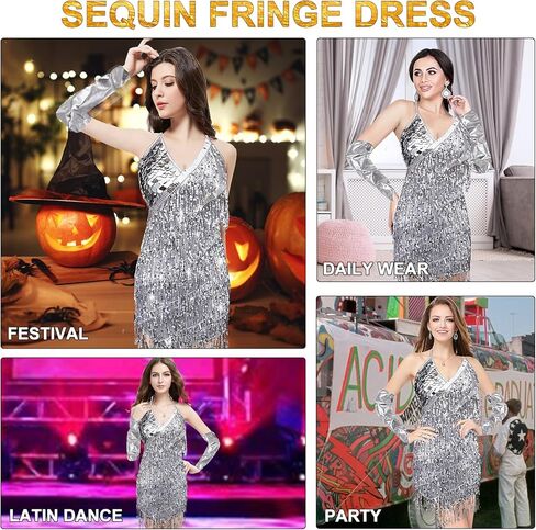 فستان IMucci هامش شرابة الترتر اللاتينية فستان رقص الخامس الرقبة فستان قصير قاعة الرقص زي نادي فساتين الحفلات الزعنفة in Kuwait