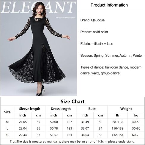 Female Ballroom Dance Lace Dress Long Skirt Modern Dance Big Swing Dress Waltz Dance Costume Competition Costume in Kuwait