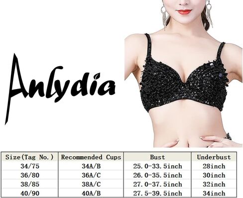 Anlydia Women's Sparkle Glitter Bra Top Rave Dance Belly Dancing Crop Tops Costume Clubwear in Kuwait