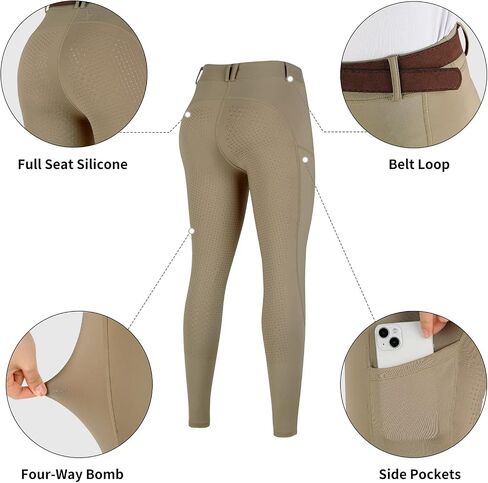 Turnhier Women Winter Riding Equestrian Pants Fleece Lined Equestrian Breeches Horseback Silicone Pockets in Kuwait