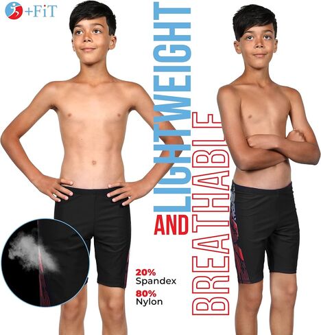 +Fit Boys Jammers for Swimming - Quick Dry Snug Boys Swim Jammers with Drawstring Breathable Fade Resistant Fabric UPF 50 in Kuwait