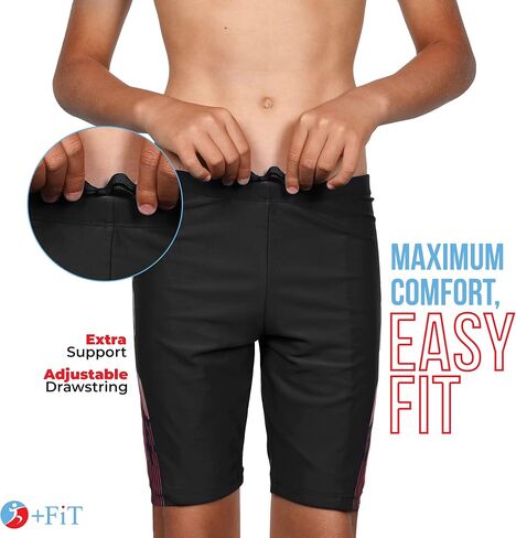 +Fit Boys Jammers for Swimming - Quick Dry Snug Boys Swim Jammers with Drawstring Breathable Fade Resistant Fabric UPF 50 in Kuwait
