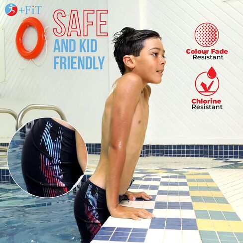 +Fit Boys Jammers for Swimming - Quick Dry Snug Boys Swim Jammers with Drawstring Breathable Fade Resistant Fabric UPF 50 in Kuwait