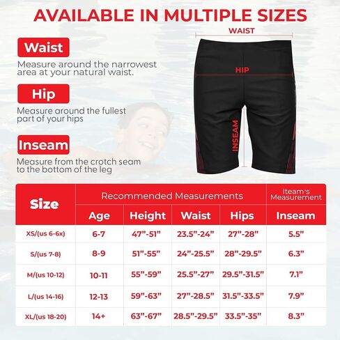 +Fit Boys Jammers for Swimming - Quick Dry Snug Boys Swim Jammers with Drawstring Breathable Fade Resistant Fabric UPF 50 in Kuwait