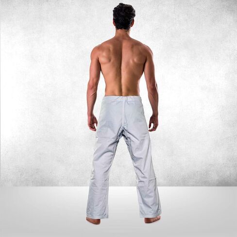 سراويل FUJI GI - سراويل جيو جيتسو برازيلية للبالغين مع أربطة مسطحة - سراويل BJJ وG طويلة الأمد للتدريب والمنافسة، أبيض، مقاس A0 in Kuwait
