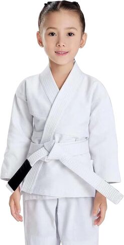 JUST YEARN Kids BJJ GI، Youth IBJJF الأطفال الطلاب البرازيلي جيوجيتسو جي كيمونو حزام القماش المغسول مسبقًا غير متضمن. in Kuwait