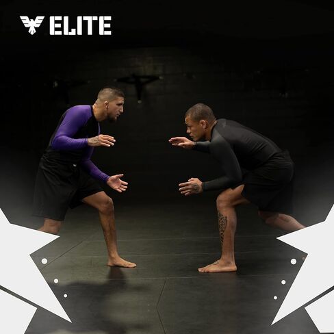 Elite Sports Men's Jiu Jitsu BJJ Rash Guard, Long Full Sleeve Compression Shirt for Sports Nogi Training, IBJJF Rank Color in Saudi Arabia