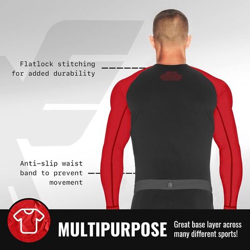 Elite Sports Men's Jiu Jitsu BJJ Rash Guard, Long Full Sleeve Compression Shirt for Sports Nogi Training in Saudi Arabia