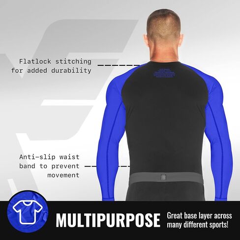Elite Sports Men's Jiu Jitsu BJJ Rash Guard, Long Full Sleeve Compression Shirt for Sports Nogi Training, IBJJF Rank Color in Saudi Arabia