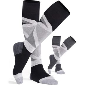 CS CELERSPORT 2/3 حزمة من جوارب التزلج للنساء والرجال مع وسادة كاملة، جوارب شتوية دافئة من الصوف للتزلج على الجليد