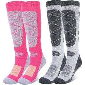 KUYOU Ski Socks 2 Pair Skiing Socks OTC Women Men Thermal Knee High Warm Winter Snow Skating Snowboarding Socks Merino Wool