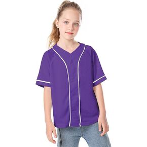 Icibgds Kids Baseball Jersey Button Boys T-Shirt Trendy Hip Hop Girls Black and White Short Sleeve Tshirt