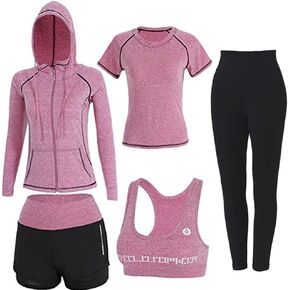 Inmarces Workout Sets for Women 5 PCS Yoga Outfits Activewear Tracksuit Sets