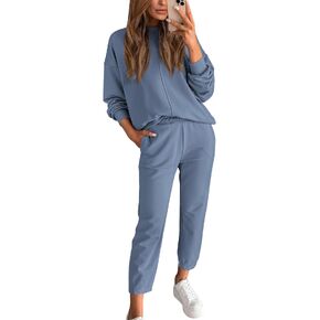 BTFBM 2023 Women 2 Piece Outfits Long Sleeve Pullover Jogger Pants Lounge Sets Thick Fall Winter Sweatsuits Tracksuit