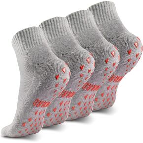 NOVAYARD Non Slip Grip Socks Cushioned Anti Skid Yoga Pilates Socks For Men Women Hospital Slipper Socks 4Pairs