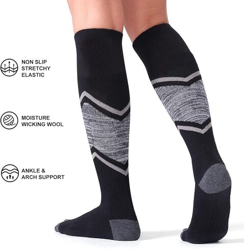 FITRELL 2/3 Pack Ski Socks for Skiing Snowboarding, Full Cushioned Winter Wool Warm Socks for Men and Women in Kuwait