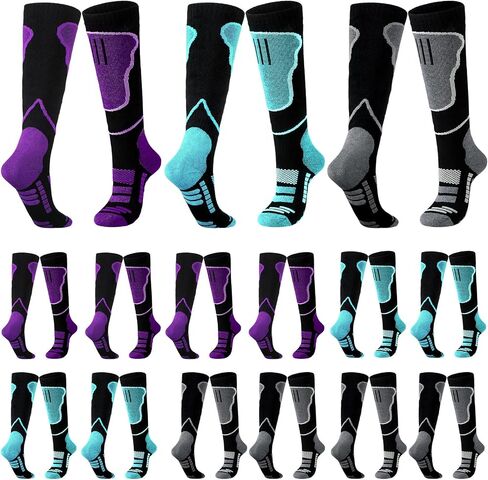 Liitrsh 12 Pairs Ice Skating Socks Men Women's Ski Socks Thermal Knee High Warm Socks for Snowboarding, Skiing, Hiking in Saudi Arabia