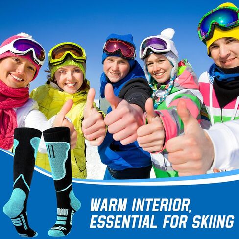 Liitrsh 12 Pairs Ice Skating Socks Men Women's Ski Socks Thermal Knee High Warm Socks for Snowboarding, Skiing, Hiking in Saudi Arabia