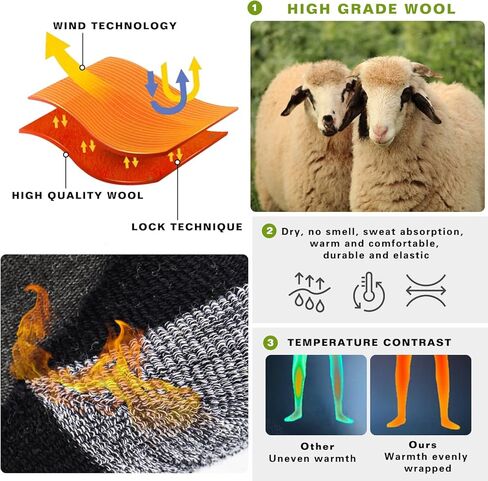 زوجان من جوارب التزلج للسيدات والرجال، جوارب للطقس البارد للتزلج والتزلج على الجليد، جوارب طويلة للركبة دافئة للشتاء in Kuwait