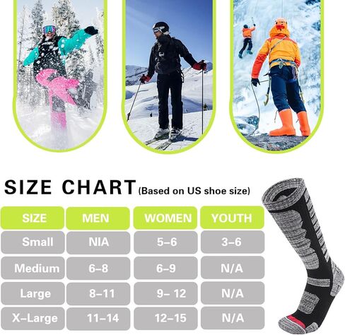 زوجان من جوارب التزلج للسيدات والرجال، جوارب للطقس البارد للتزلج والتزلج على الجليد، جوارب طويلة للركبة دافئة للشتاء in Kuwait
