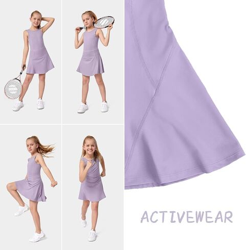 M MOTEEPI Girls Tennis Golf Dress Sleeveless Dress with Pockets Solid Color School Sports Dress in Saudi Arabia