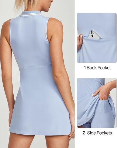 Golf Dresses for Women with Pockets Tennis Dress with Built in Shorts and Bra Athletic Dress Workout Dress in Kuwait