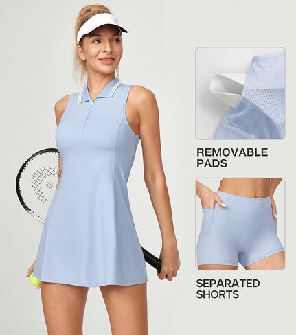 Golf Dresses for Women with Pockets Tennis Dress with Built in Shorts and Bra Athletic Dress Workout Dress in Kuwait