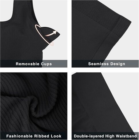 FeelinGirl Workout Sets for Women 2 Piece Outfits Seamless Ribbed Sport Bra High Waist Shorts Reg & Plus Size in Kuwait