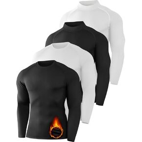 HOPLYNN 4/5 Pack Men's Thermal Mock Turtleneck Shirts Long Sleeve Compression Running Base Layer Gear for Winter Cold Weather in Kuwait