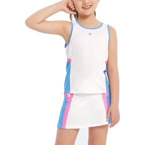 FitsT4 Girls Tennis Golf Dress Outfit Kids Tennis Skort and Tank مجموعة فستان رياضي نشط مع شورت in Kuwait