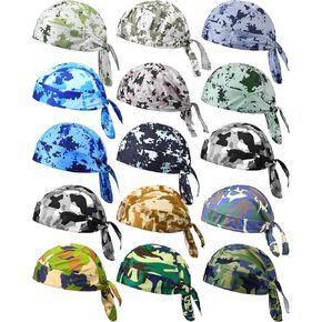 15 Pcs Do Rag Skull Cap Cooling Helmet Liner Sweat Wicking Head Wraps Bandana Beanie Bicycle Helmet Liner for Men Women