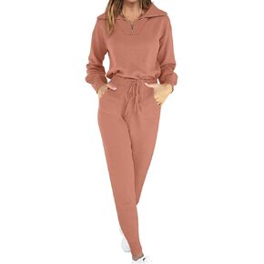 ANRABESS Women's Two Piece Outfits Sweater Sets Long Sleeve Pullover and Drawstring Pants Lounge Sets