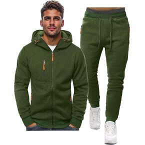 Hakjay Sweatsuits للرجال 2 قطعة هوديي الرجال الركض طقم رياضي عادية رياضية طويلة الأكمام الزي البلوز البدلة مجموعة in Kuwait