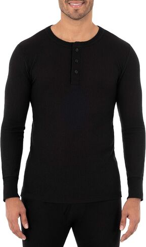 Fruit of the Loom Men's Recycled Waffle Thermal Underwear Henley Top (1 and 2 Packs) in Saudi Arabia