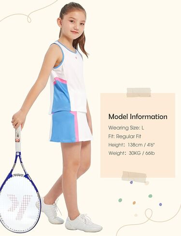 FitsT4 Girls Tennis Golf Dress Outfit Kids Tennis Skort and Tank مجموعة فستان رياضي نشط مع شورت in Kuwait