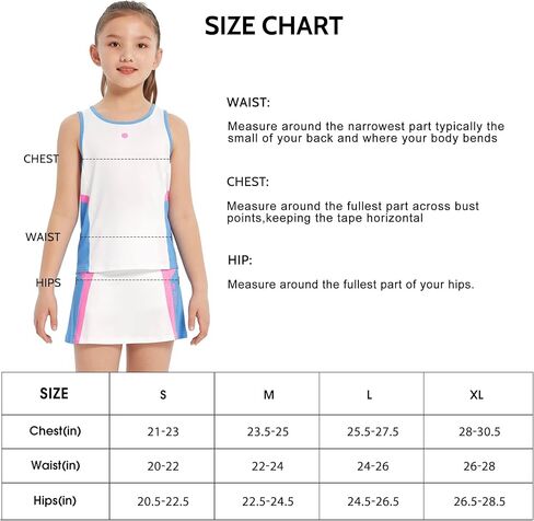 FitsT4 Girls Tennis Golf Dress Outfit Kids Tennis Skort and Tank مجموعة فستان رياضي نشط مع شورت in Kuwait