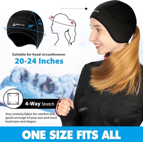 Hikenture Womens Skull Cap with Ponytail Hole,Winter Running Beanie Hat Cold Weather Thermal Cycling Helmet Liner with Fleece in Kuwait