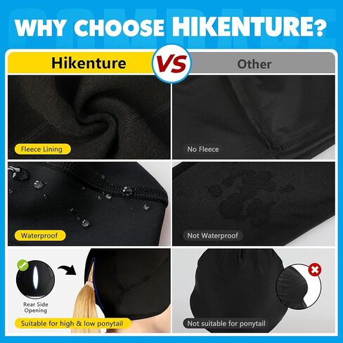 Hikenture Womens Skull Cap with Ponytail Hole,Winter Running Beanie Hat Cold Weather Thermal Cycling Helmet Liner with Fleece in Kuwait