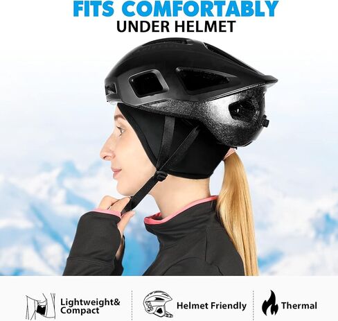Hikenture Womens Skull Cap with Ponytail Hole,Winter Running Beanie Hat Cold Weather Thermal Cycling Helmet Liner with Fleece in Kuwait