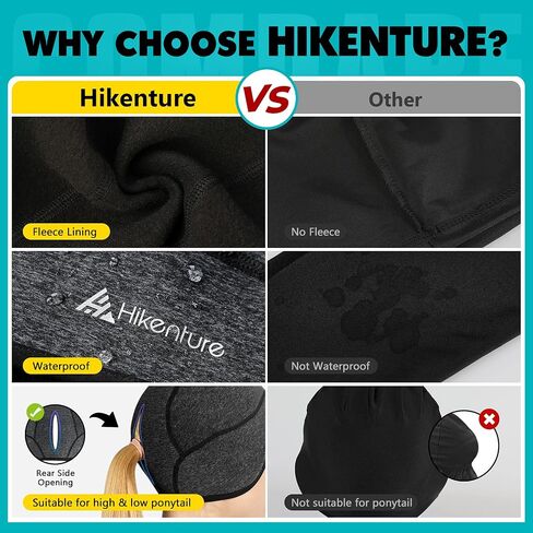 Hikenture Womens Skull Cap with Ponytail Hole,Winter Running Beanie Hat Cold Weather Thermal Cycling Helmet Liner with Fleece in Kuwait