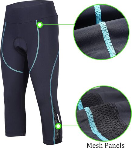 بنطلون نسائي لركوب الدراجات مبطن 3D ضيق مضغوط، سروال طويل لركوب الدراجات مع حزام عريض in Kuwait