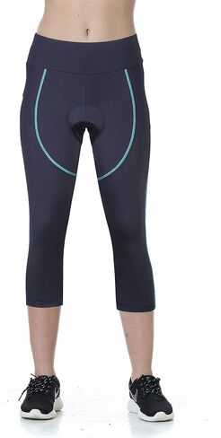 بنطلون نسائي لركوب الدراجات مبطن 3D ضيق مضغوط، سروال طويل لركوب الدراجات مع حزام عريض in Kuwait