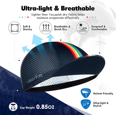 Hikenture Cycling Cap,Cooling Skull Cap Bike Hat with Sun Visor, Summer Breathable Helmet Liner Biking Cap for Men Women in Kuwait
