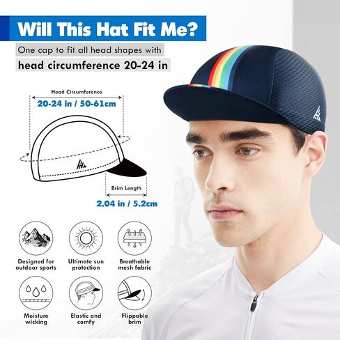 Hikenture Cycling Cap,Cooling Skull Cap Bike Hat with Sun Visor, Summer Breathable Helmet Liner Biking Cap for Men Women in Kuwait
